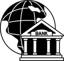 Internationale bank globaal financieel investering bedrijf betaling wereld halfvast zwart en wit vector