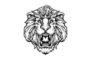 leeuw zwart en wit vector illustratie