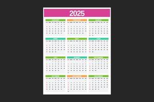 kalender sjabloon voor 2025 vector