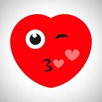 knipogen tekenfilm hart met een kus en harten. symbool van liefde. vector illustratie