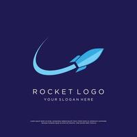 creatief en modern raket ontwerp logo, ruimteschip lancering sjabloon. vector