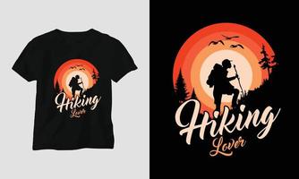 beklimming t-shirt ontwerp concept. ontworpen met berg, silhouet, bomen, en wijnoogst stijl. vector