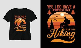 beklimming t-shirt ontwerp concept. ontworpen met berg, silhouet, bomen, en wijnoogst stijl. vector