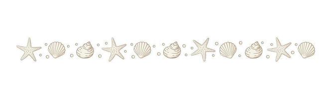 schelpen grens verdeler. zee en oceaan ontwerp sjabloon. vector illustratie zomer of strand partij, reclame ontwerp