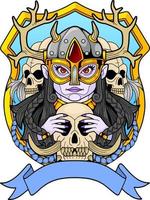 Scandinavisch godin van dood hel, ontwerp illustratie vector