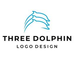drie oceanisch dolfijn dier logo ontwerp. vector