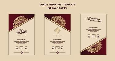 reeks van plein sociaal media post sjabloon voor Ramadan kareem en mooi zo voor en mooi zo voor een ander Islamitisch partij vector