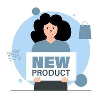 nieuw Product, online winkelen, Promotie illustratie vector