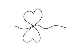 doorlopend tekening van twee harten. een paar- van harten. modieus minimalistische illustratie. een lijn abstract tekening vector
