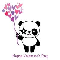 Valentijn kaart met schattig panda en harten. liefde concept. illustratie Aan een wit achtergrond. vector