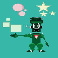 illustratie over kawaii groen robot ontwerp vector