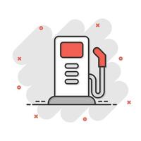 brandstof pomp icoon in grappig stijl. gas- station tekenfilm teken vector illustratie Aan wit geïsoleerd achtergrond. benzine plons effect bedrijf concept.