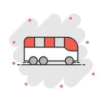 bus icoon in grappig stijl. trainer tekenfilm vector illustratie Aan wit geïsoleerd achtergrond. autobus voertuig plons effect bedrijf concept.