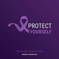 beschermen jezelf lint typografie. toetreden de strijd tegen kanker - wereld kanker dag vector