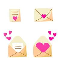 brief van liefde, reeks van brief van liefde, hart drijvend uit van envelop, liefde kaart voor Valentijnsdag dag, afbeelding voor bruiloft vector