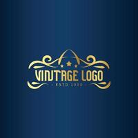 vrij wijnoogst kader logo met goud kleur. antiek label. geschikt voor studio, kapper winkel, label, brouwen, salon, winkel, bewegwijzering. vector