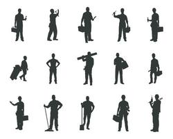 arbeiders silhouetten, arbeid silhouet reeks vector
