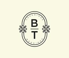 bt initialen brief bruiloft monogram logos sjabloon, hand- getrokken modern minimalistisch en bloemen Sjablonen voor uitnodiging kaarten, opslaan de datum, elegant identiteit. vector