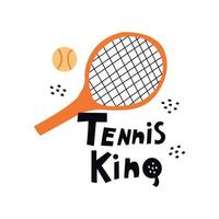 tennis koning tekening citaat en illustratie. vlak tekenfilm Scandinavisch stijl poster voor ontwerp afdrukken. vector