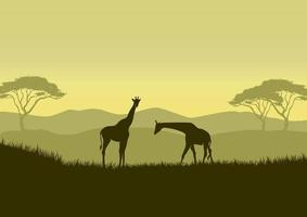 giraffe silhouetten in savanne landschap vector illustratie