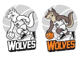 wolf basketbal mascotte vector