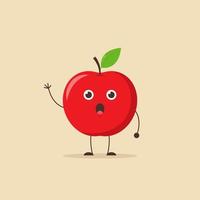 vector illustratie van fruit tekenfilm concept, schattig rood appel karakter.