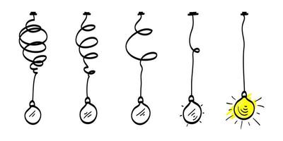 tekening gloeilampen idee icoon. vereenvoudigen de complex, verwarring duidelijkheid of pad vector idee concept met gloeilampen. vector illustratie