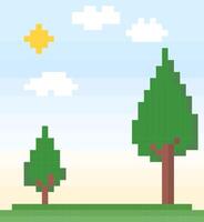 8 beetje pixel landschap. pixel heuvels in vector illustraties voor spel middelen of kruis steek patronen.