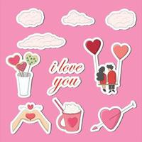 kleurrijk hand- getrokken Valentijn stickers ontwerp vector