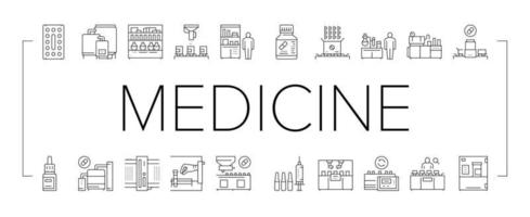 medische medicijnen productie fabriek pictogrammen instellen vector