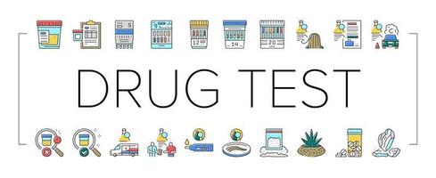 drug test examen apparaat pictogrammen reeks vector