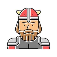 soldaat viking middeleeuws kleur icoon vector illustratie