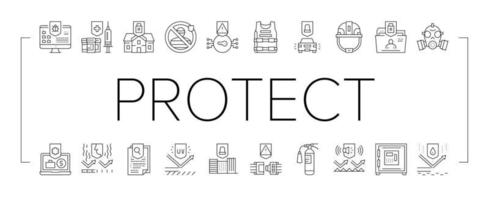 bescherm technologie collectie iconen set vector illustratie