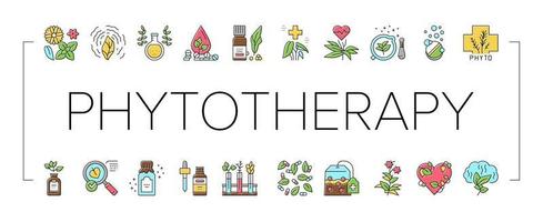 fytotherapie behandelen collectie iconen set vector