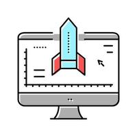 raket modellering computerprogramma kleur pictogram vectorillustratie vector