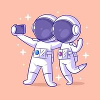 astronaut nemen selfie met zijn vriend vector