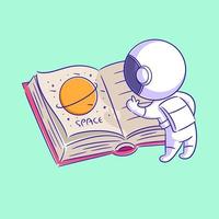 astronaut is staand lezing een boek vector