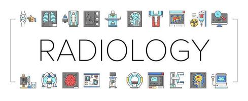 radiologie uitrusting verzameling pictogrammen reeks vector illustratie
