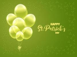 heilige Patrick dag poster met ballonnen en bladeren Aan groen achtergrondkleur. vector illustratie