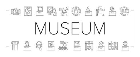 museum galerij tentoonstelling collectie iconen set vector