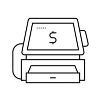 kassier teller met pos terminal lijn pictogram vectorillustratie vector