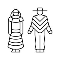 Mexicaans nationaal kleren lijn icoon vector illustratie