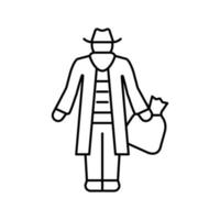 bandiet man lijn pictogram vectorillustratie vector