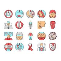 hiv steun Gezondheid medisch lint pictogrammen reeks vector