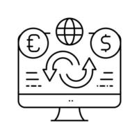 verkoop of aankoop van vreemde valuta lijn pictogram vectorillustratie vector