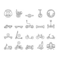 persoonlijk vervoer collectie iconen set vector