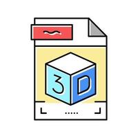 stl 3D-bestand kleur pictogram vectorillustratie vector