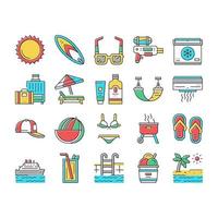 zomervakantie reizen collectie iconen set vector