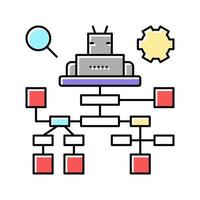 debuggen onderzoeken en repareren van kleur pictogram vectorillustratie vector