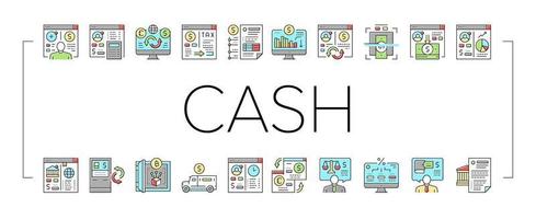 cash diensten bank collectie iconen set vector